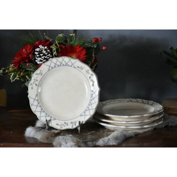 MPM Mick Morgan‎ Studio Pottery salad plates Glazed Stoneware Tan purple - Picture 1 of 9